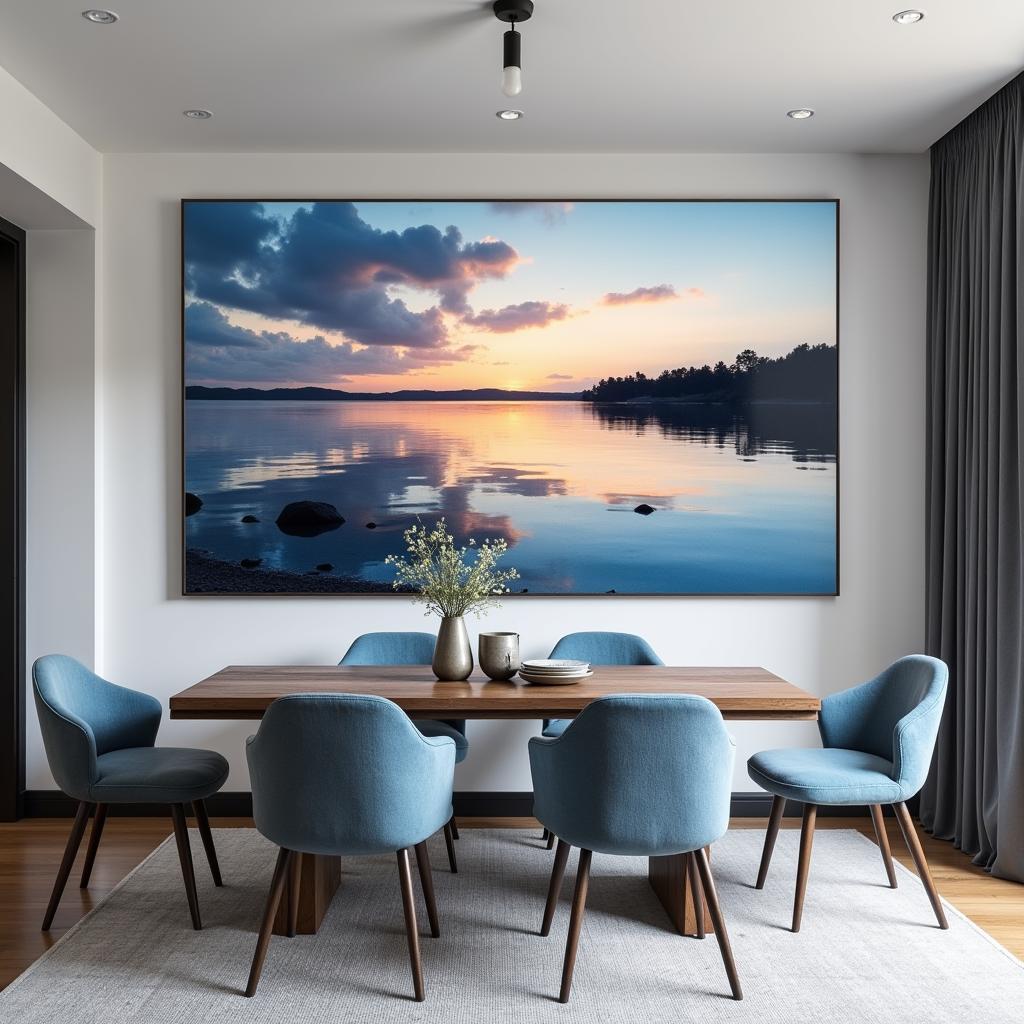 Large Beach Canvas Wall Art in a Dining Room