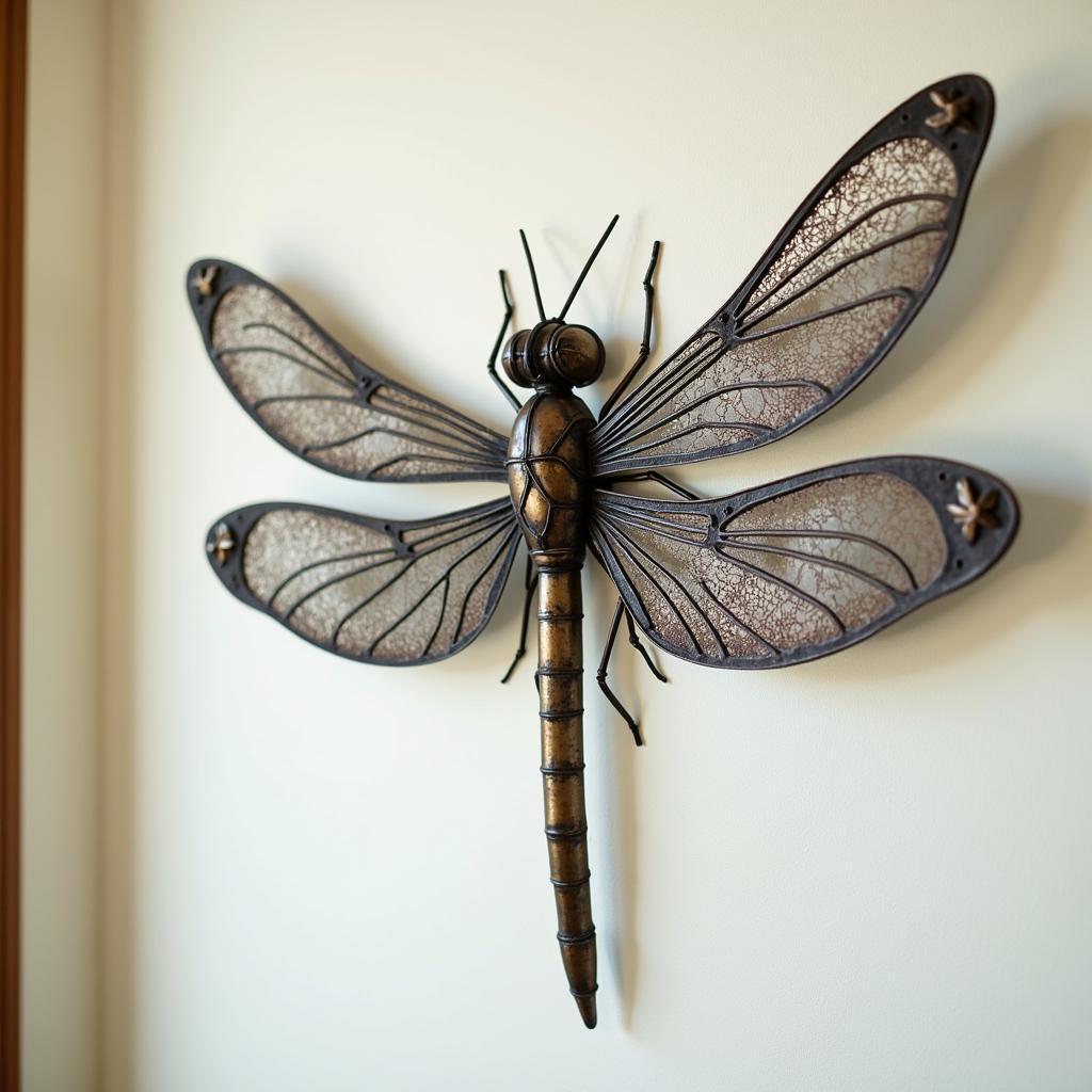 Large Metal Dragonfly Wall Sculpture