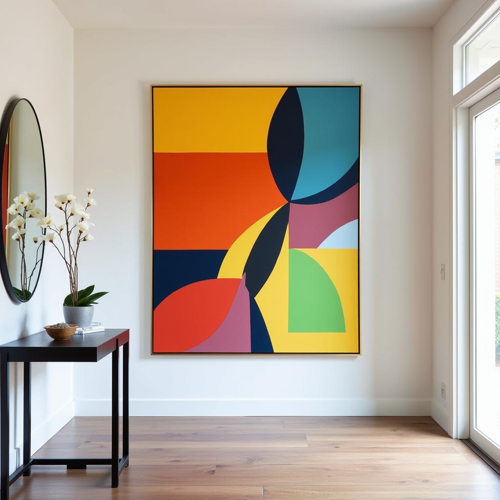 Large Abstract Wall Art in a Modern Entryway