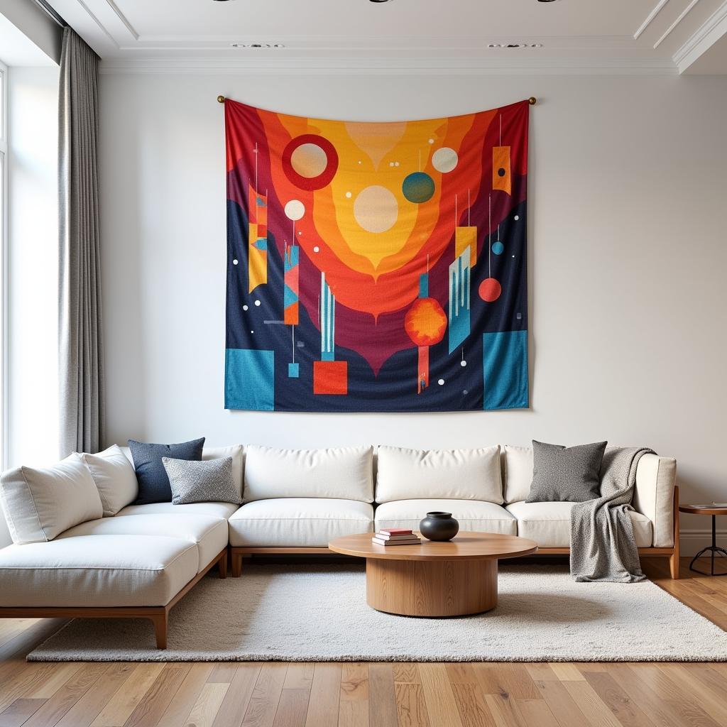 Large Fabric Wall Art in a Modern Living Room