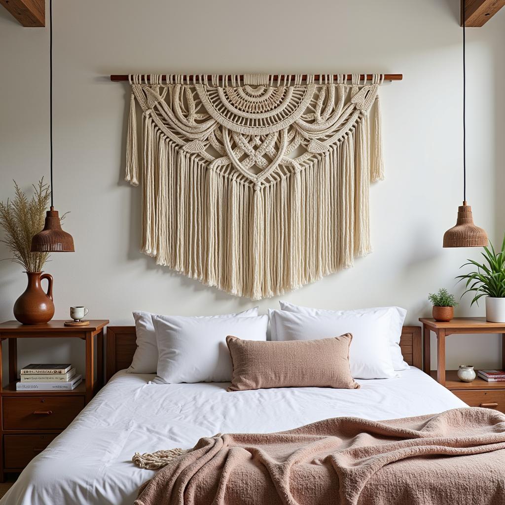 Large Fabric Wall Hanging in a Bohemian Bedroom