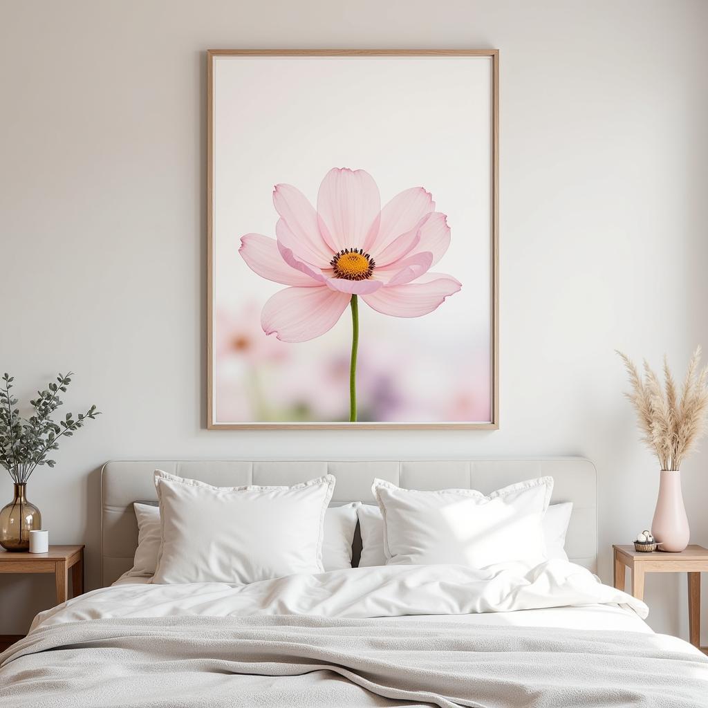 Large Floral Art Print Above a Bed