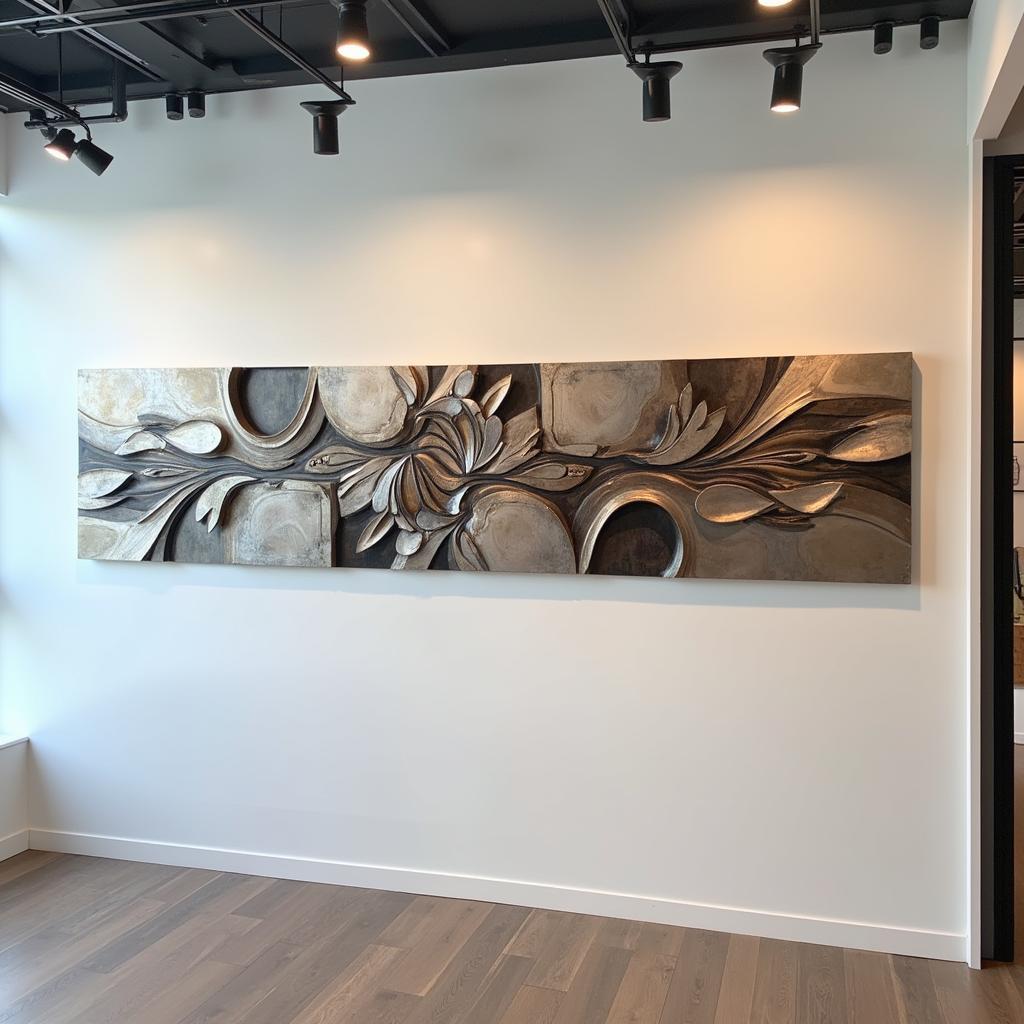 Large Scale Abstract Metal Wall Art in an Office Setting