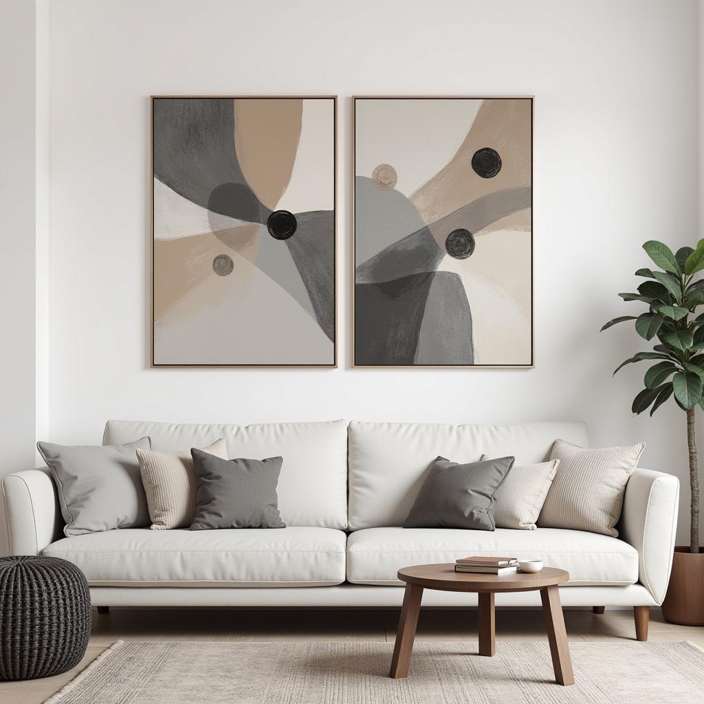 Large Wall Art Set of 2 in a Modern Living Room