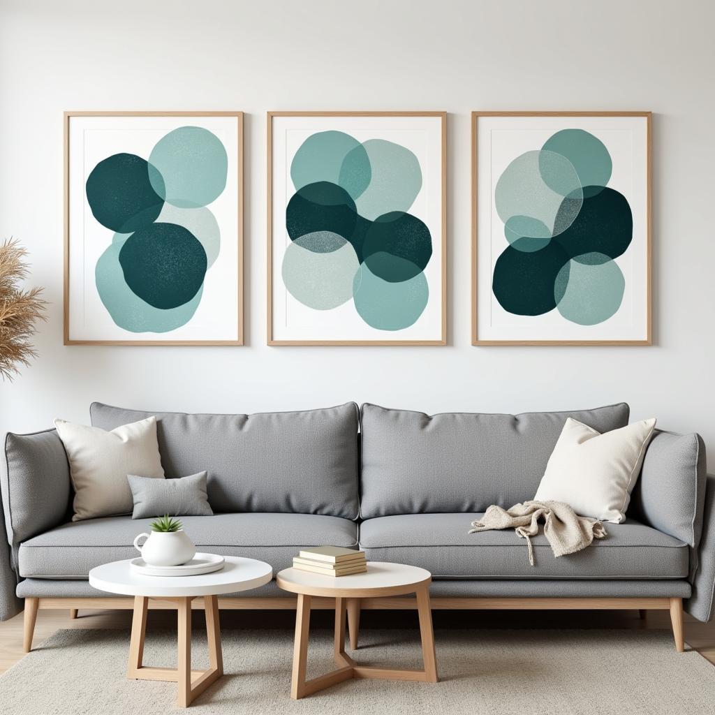 Large Wall Art Set of 3 in Living Room