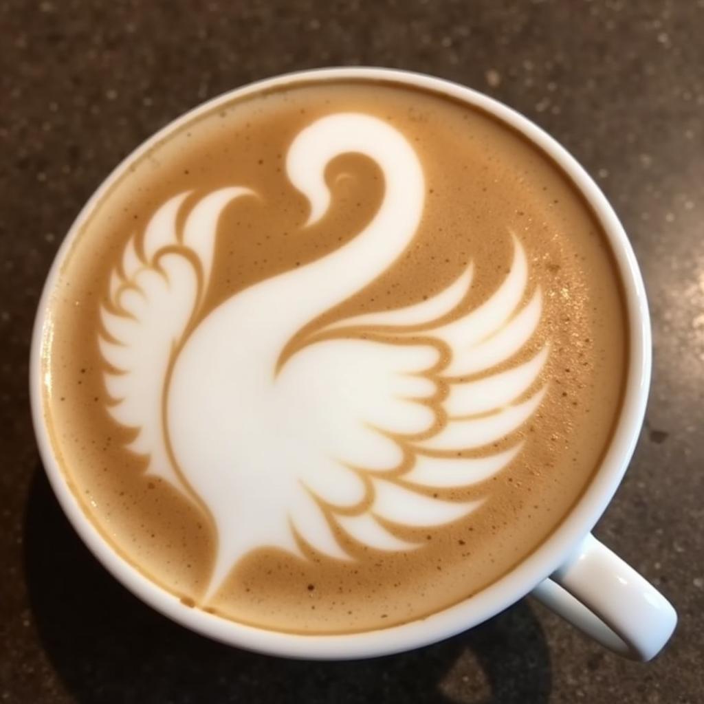 Advanced latte art swan design created in a Denver class