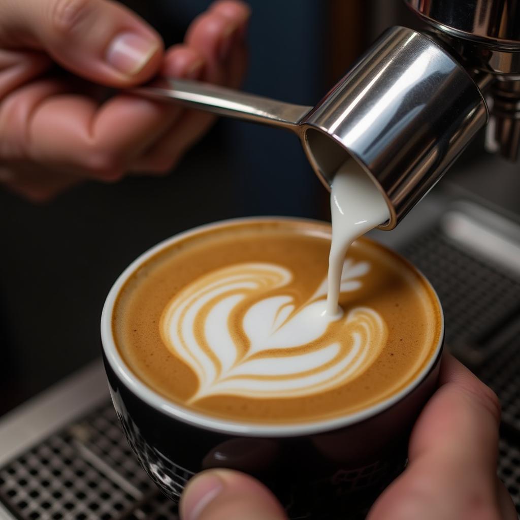 Milk Pitcher and Espresso Machine for Latte Art