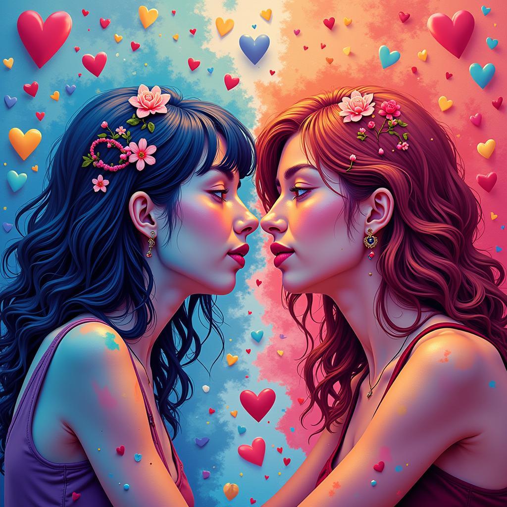 Lesbian AI Art: Abstract Representation of Love