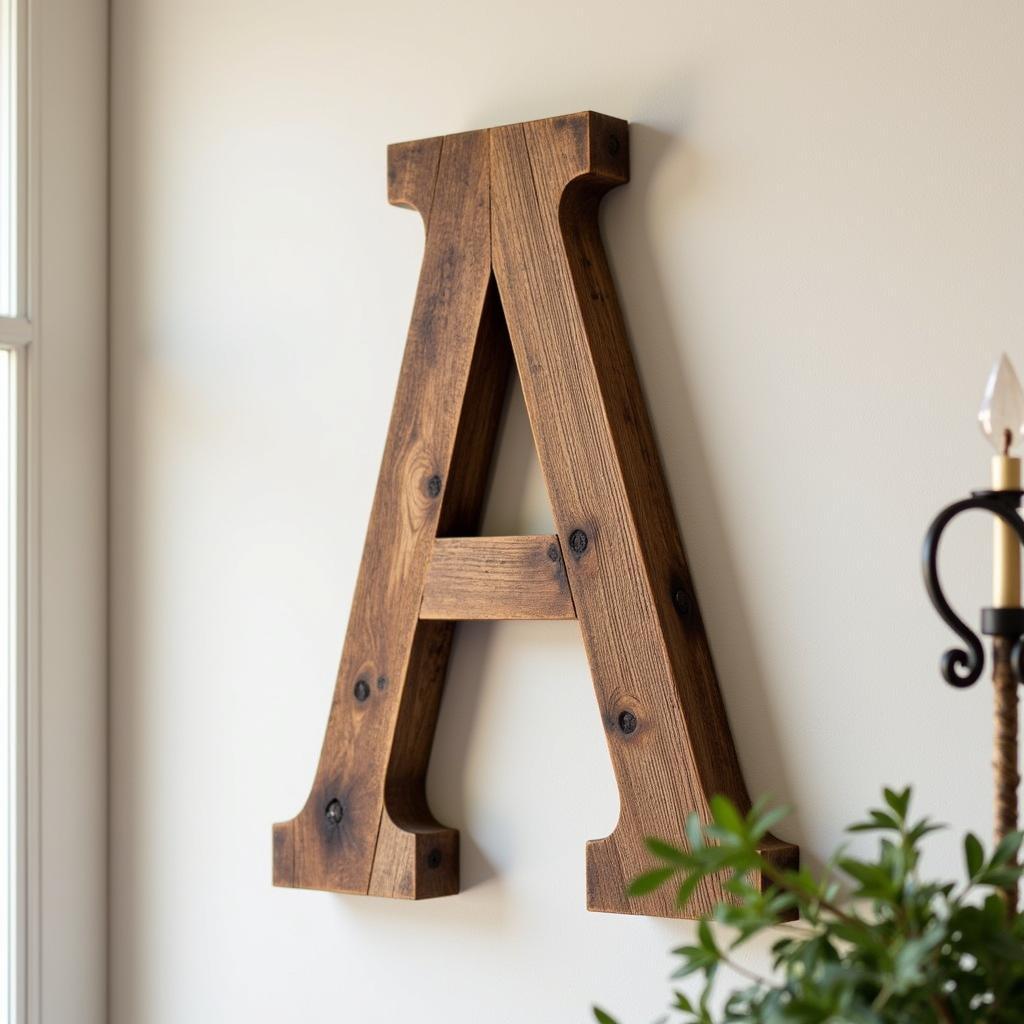 Rustic Wooden Letter A Wall Art