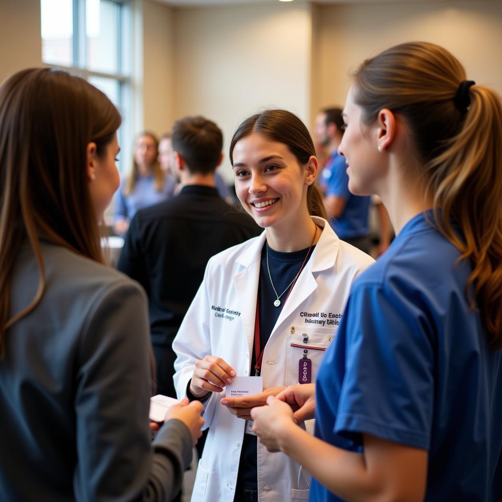 Liberal Arts Pre-Med Student Networking with Professionals