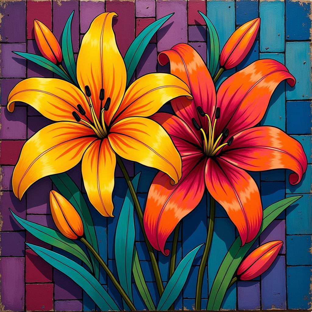 Abstract Lilly Art Design with Vibrant Colors