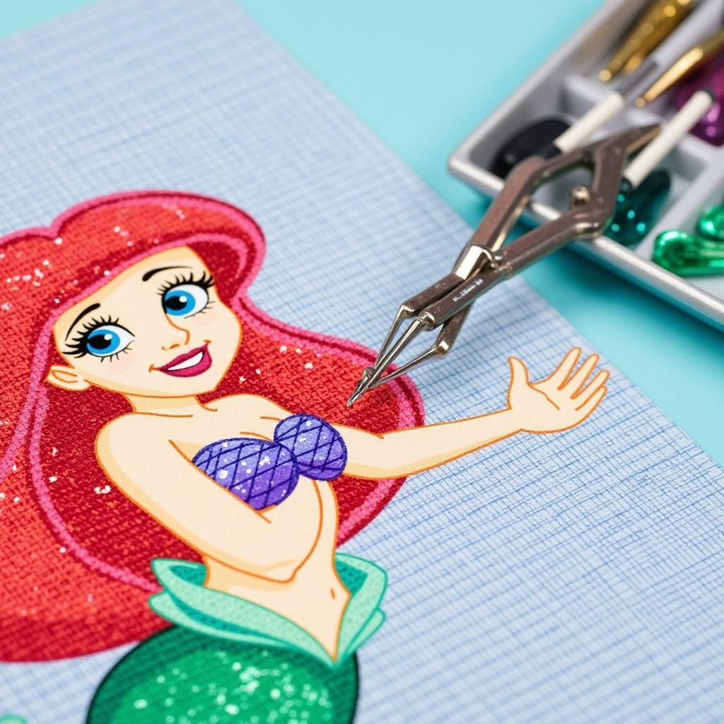 Close-up of a Little Mermaid Diamond Art Kit