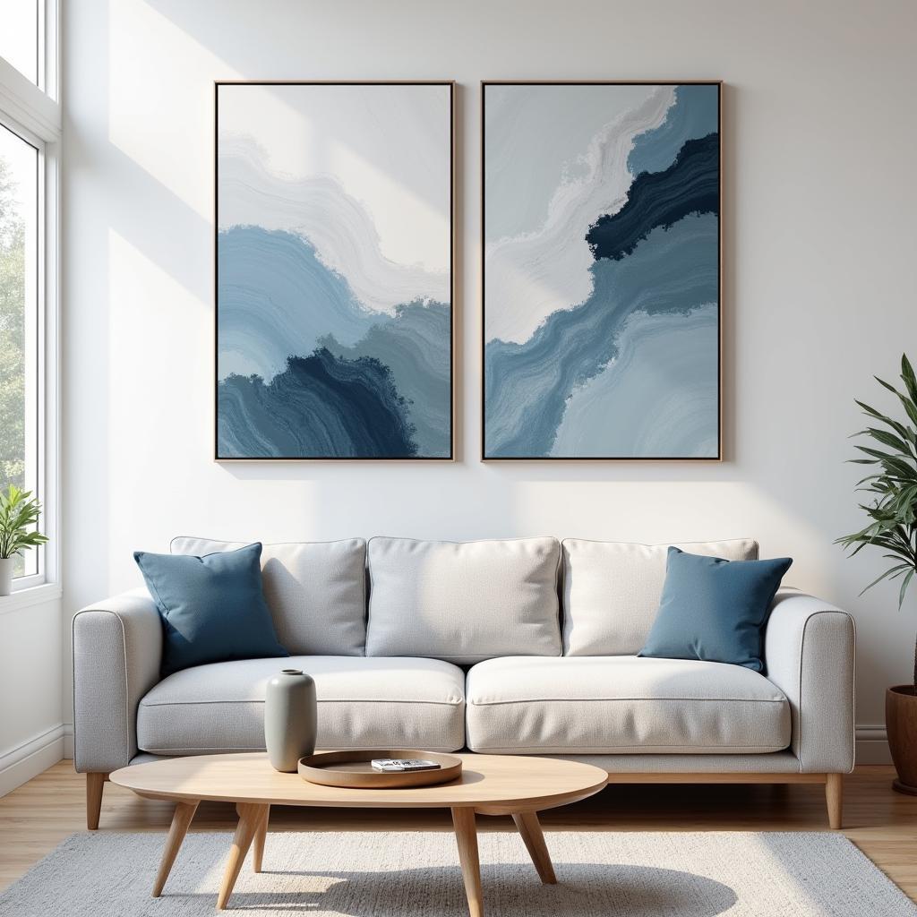 Living Room with Matching Wall Art Set of 2