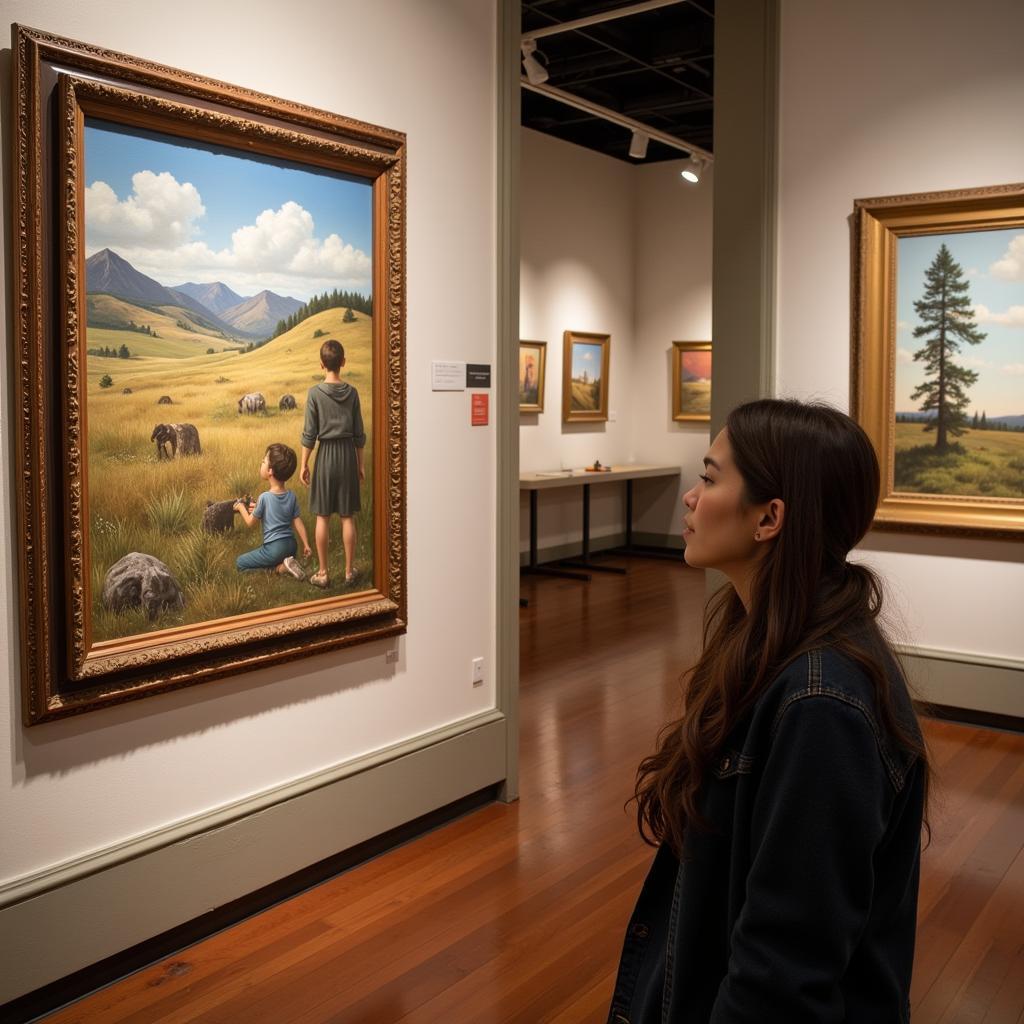 Livingston MT Art Gallery Visitor Experiencing Art