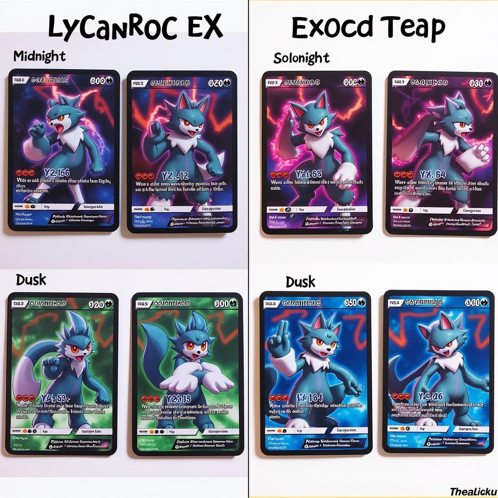 Lycanroc EX Full Art: Midnight and Dusk Forms Comparison