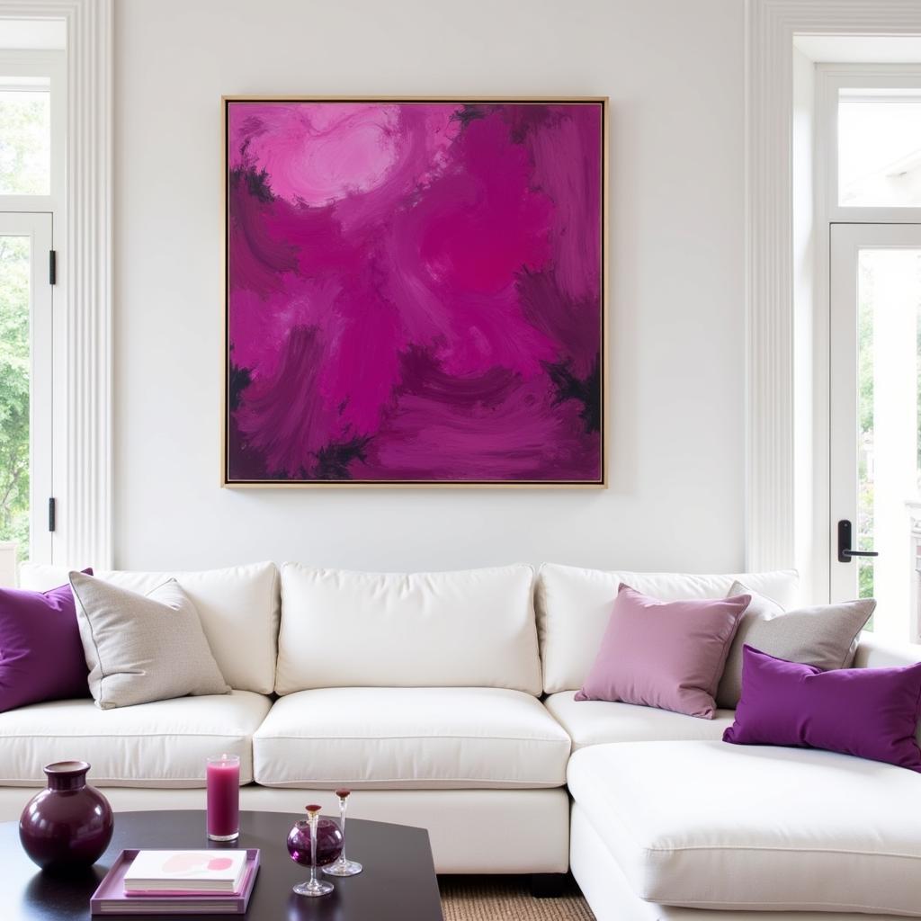 Magenta Wall Art in a Modern Living Room