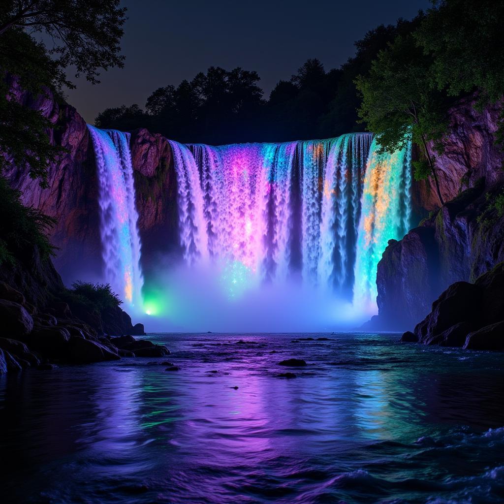 Magic Land Art Interactive Projection on a Waterfall