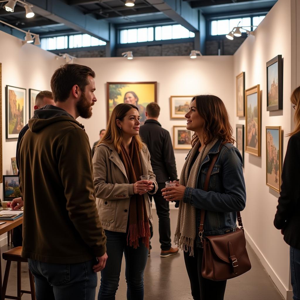 Artists interacting with visitors at the Magnificent Mile Art Fest