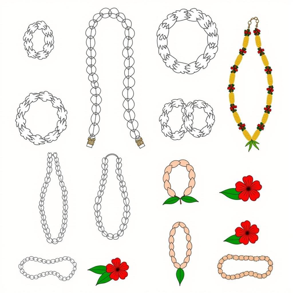 Variety of Maile Lei Clip Art Styles