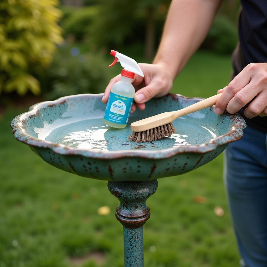 Maintaining a bird bath art pole