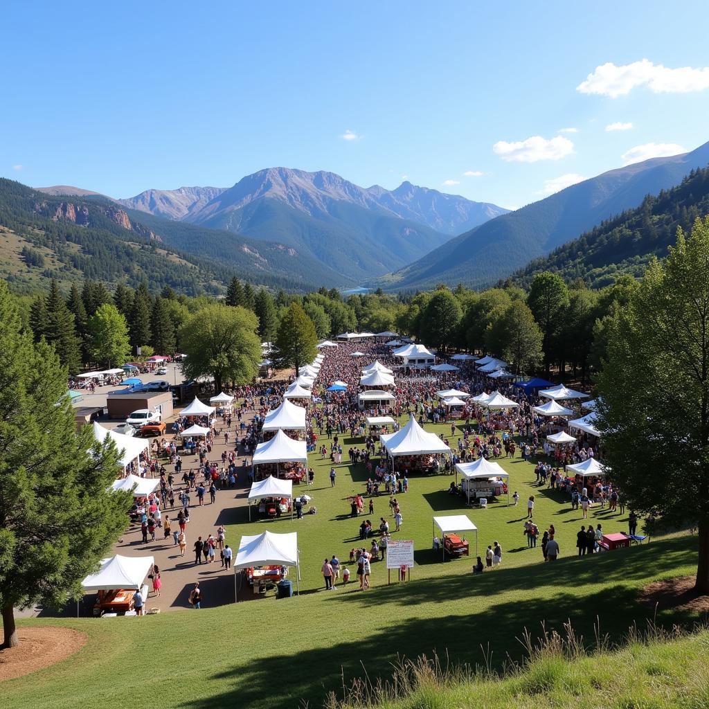 Manitou Springs Art Festival with Mountain Backdrop