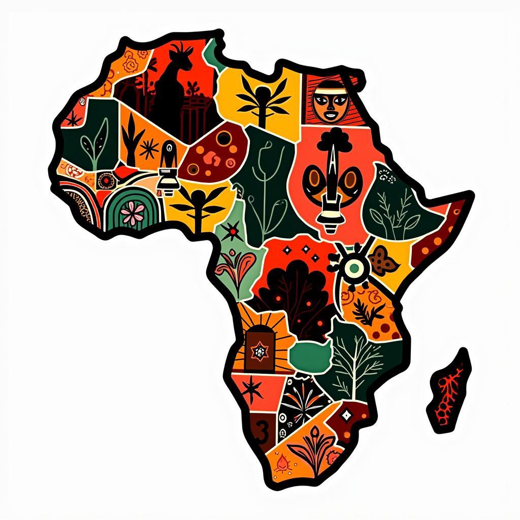 Modern Abstract Design Map of Africa Wall Art