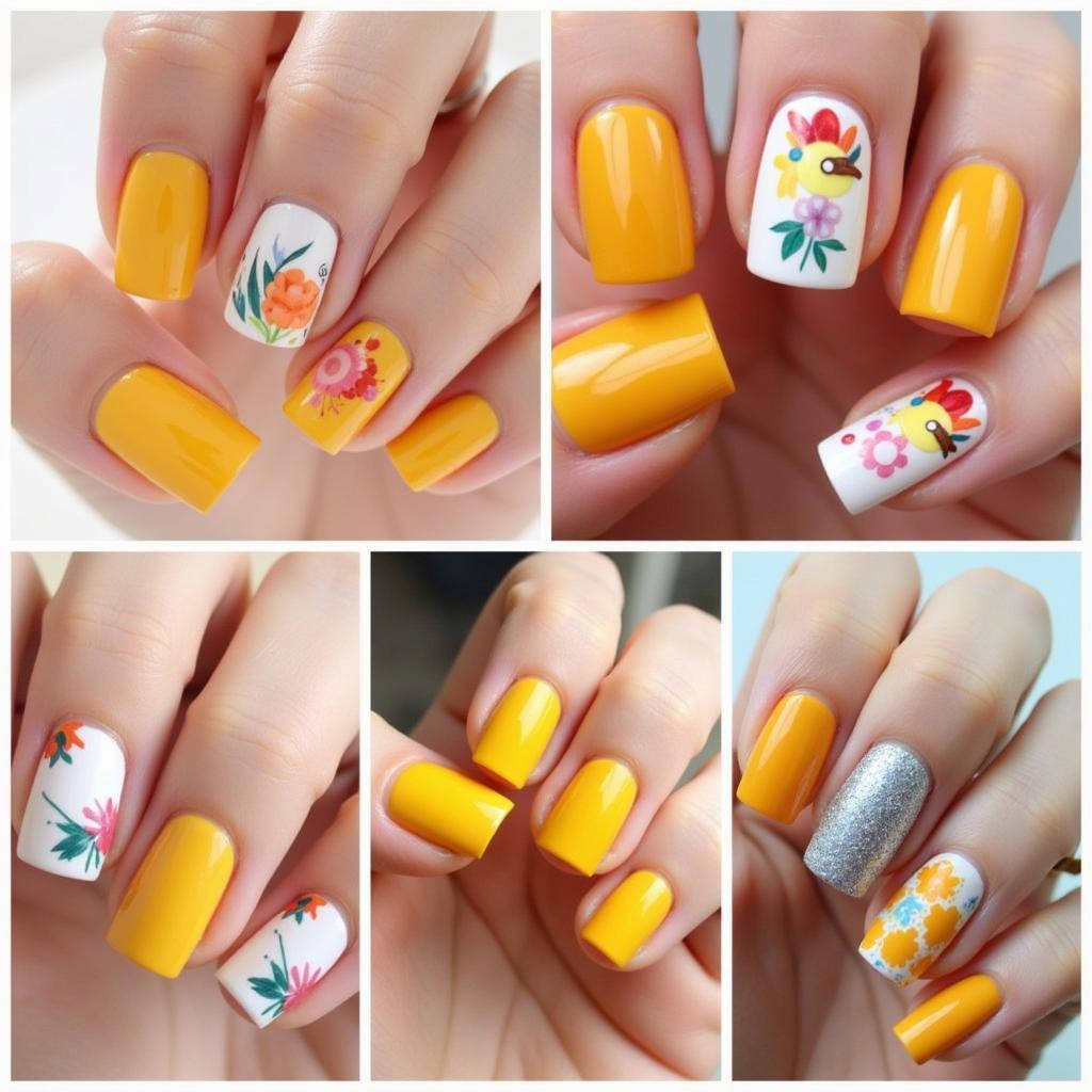 Variety of Marigold Nail Art Designs