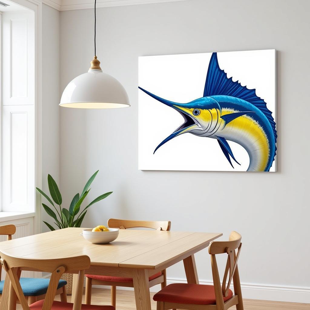 Vibrant Marlin Canvas Print in a Dining Room