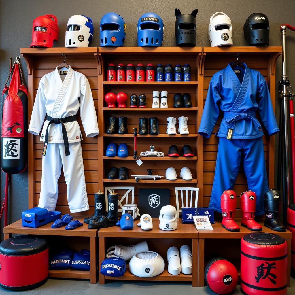 Display of Various Martial Arts Equipment