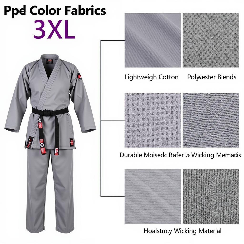 Martial Arts Fabrics in Grey and 3XL: Cotton, Polyester Blends, and Specialized Materials