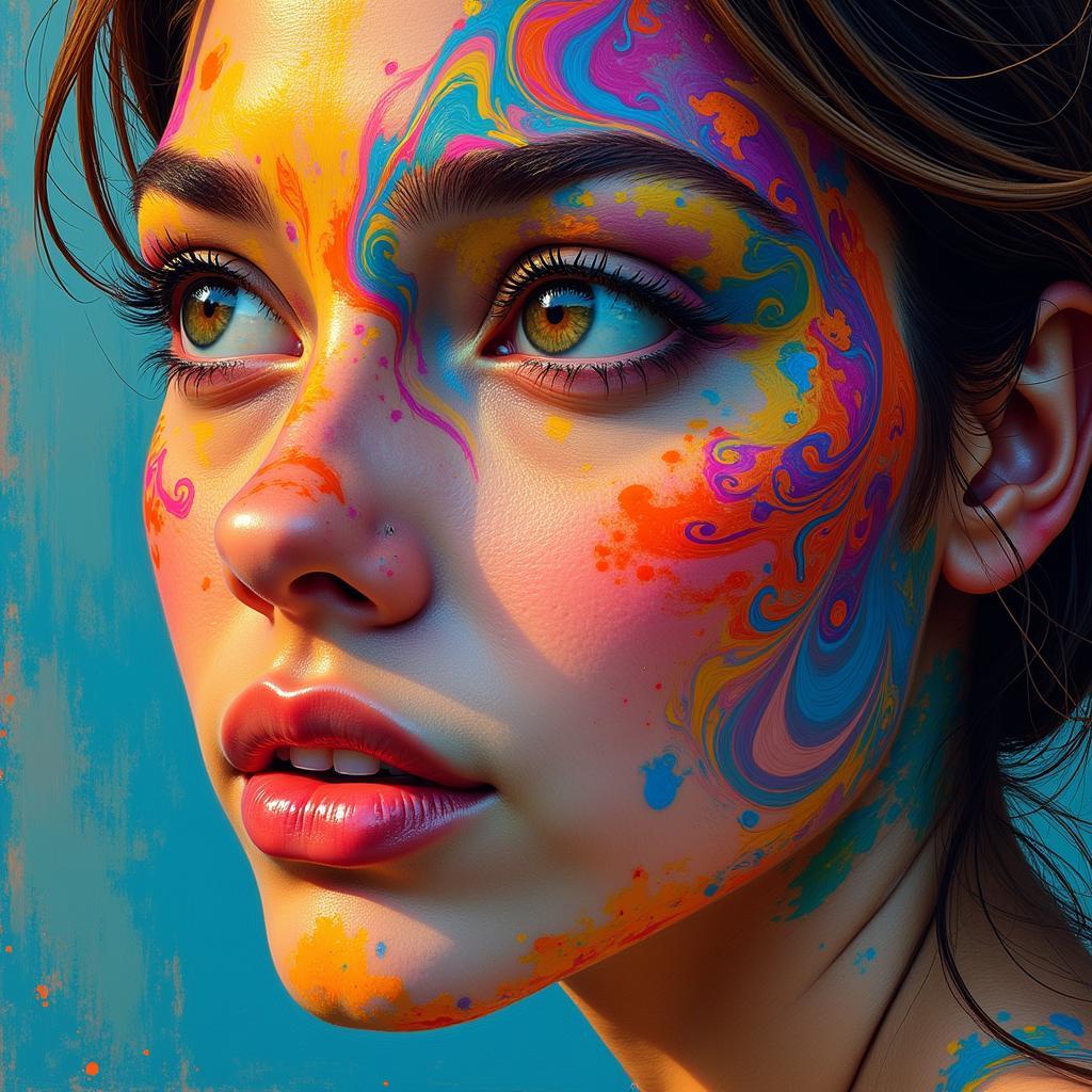 Abstract Portrait in Vibrant Colors - Marushka Digital Art