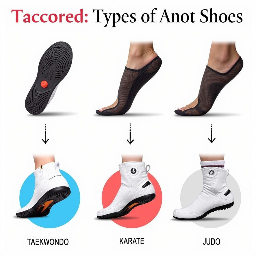 Mat shoes designed for various martial arts disciplines like Taekwondo, Karate, and Judo