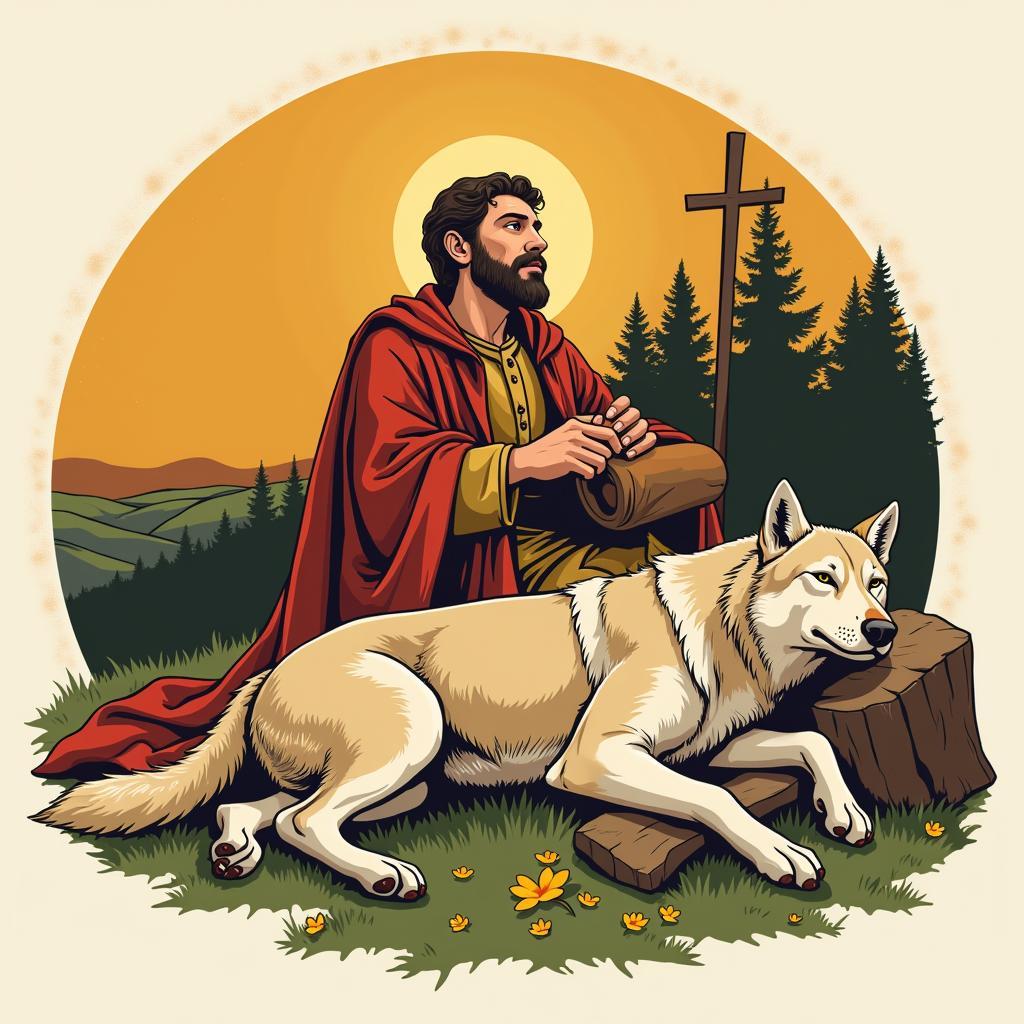 Medieval Depiction of St. Francis and the Wolf