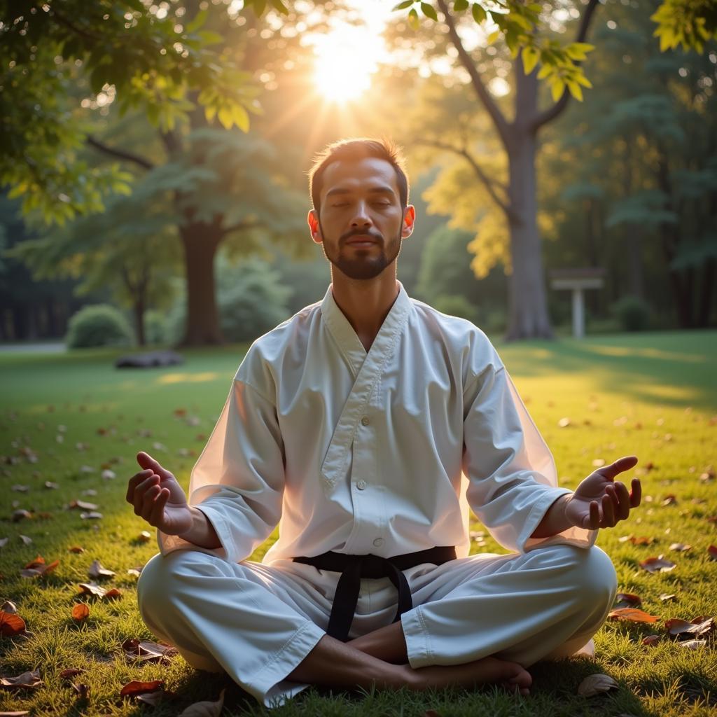 Martial Artist Meditating for Focus