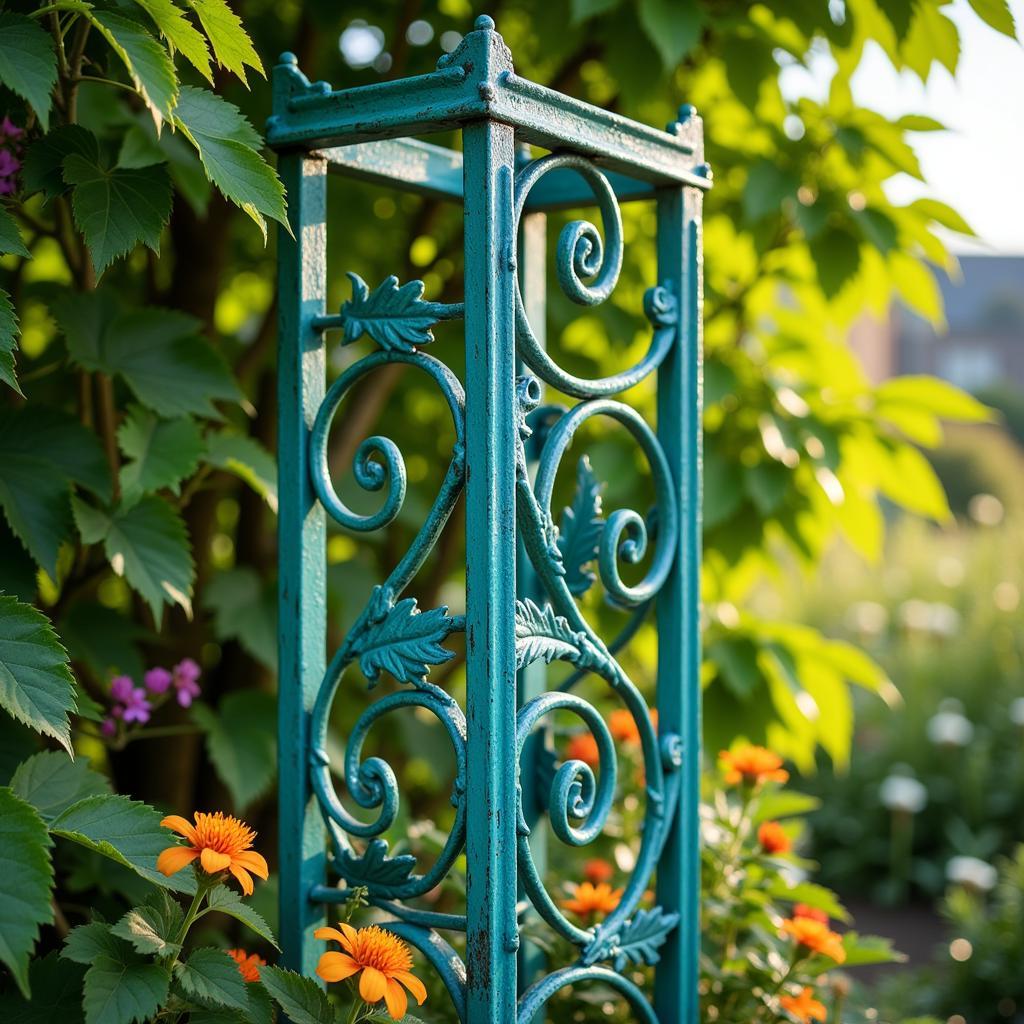 Metal Art Trellis Enhancing Garden Design