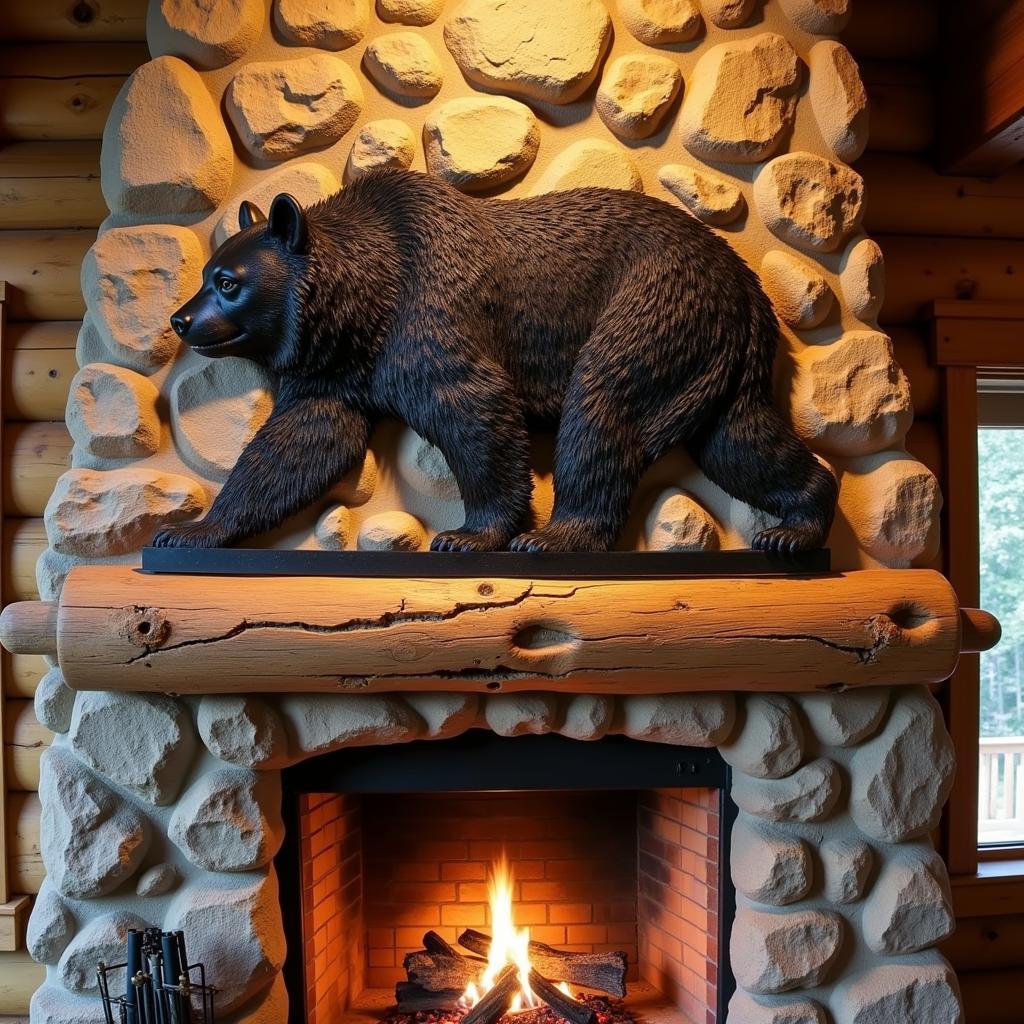 Metal Bear Wall Art in Rustic Cabin Decor