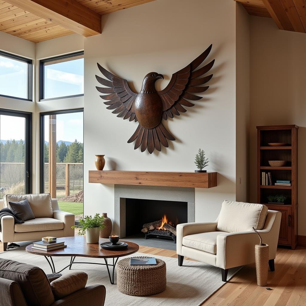 Metal Eagle Art in a Modern Home