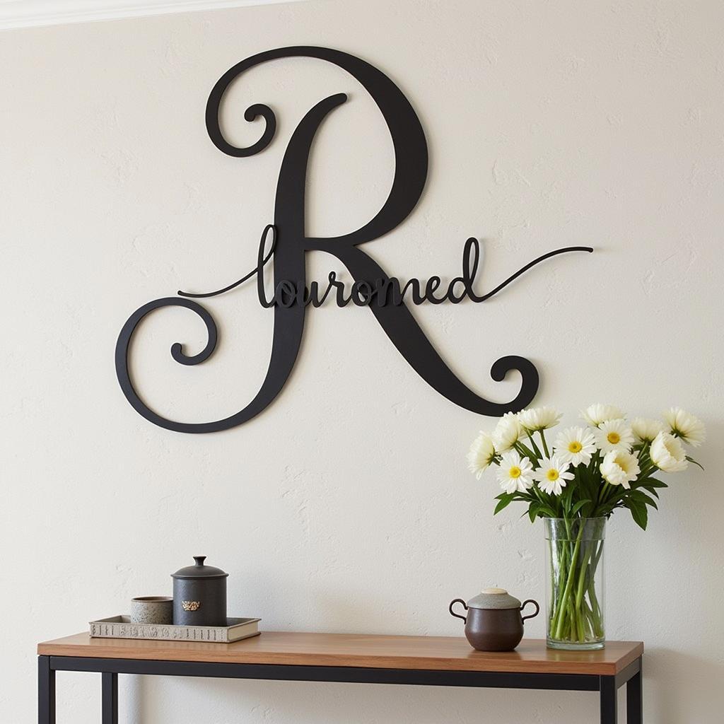 Metal Family Initial Wall Art in Entryway