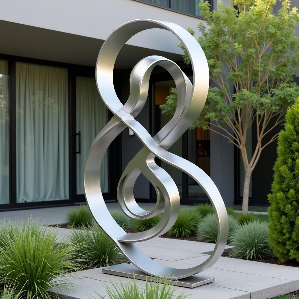 Modern Metal Garden Sculpture with Abstract Design