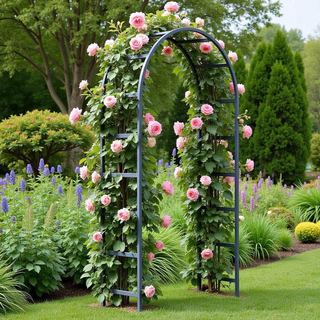 Metal Garden Trellis with Climbing Plants