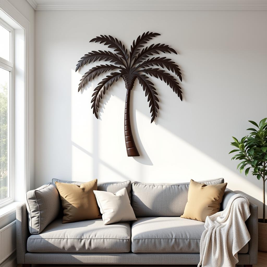 Modern Metal Palm Tree Wall Art in an Interior Setting