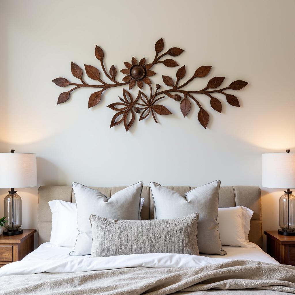 Metal Rustic Wall Art in a Bedroom