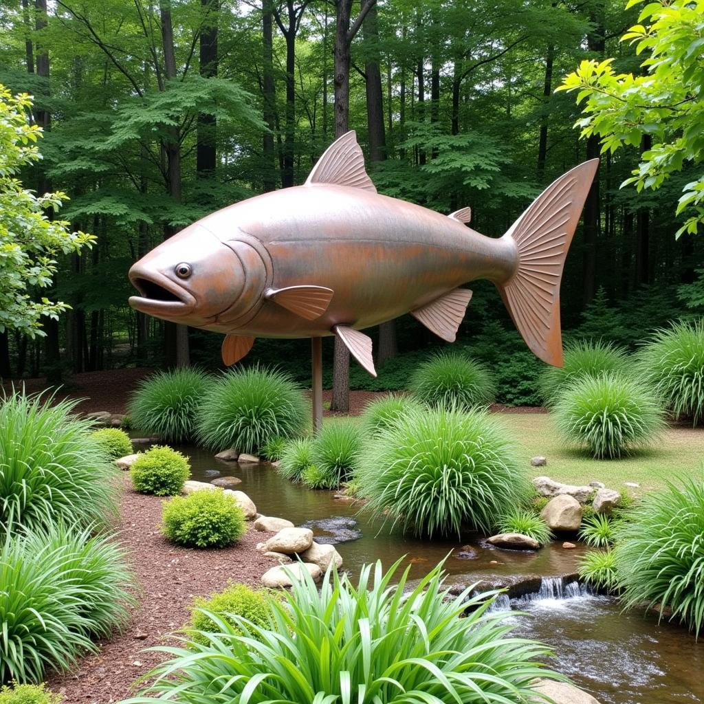 Metal Salmon Art Outdoor Installation