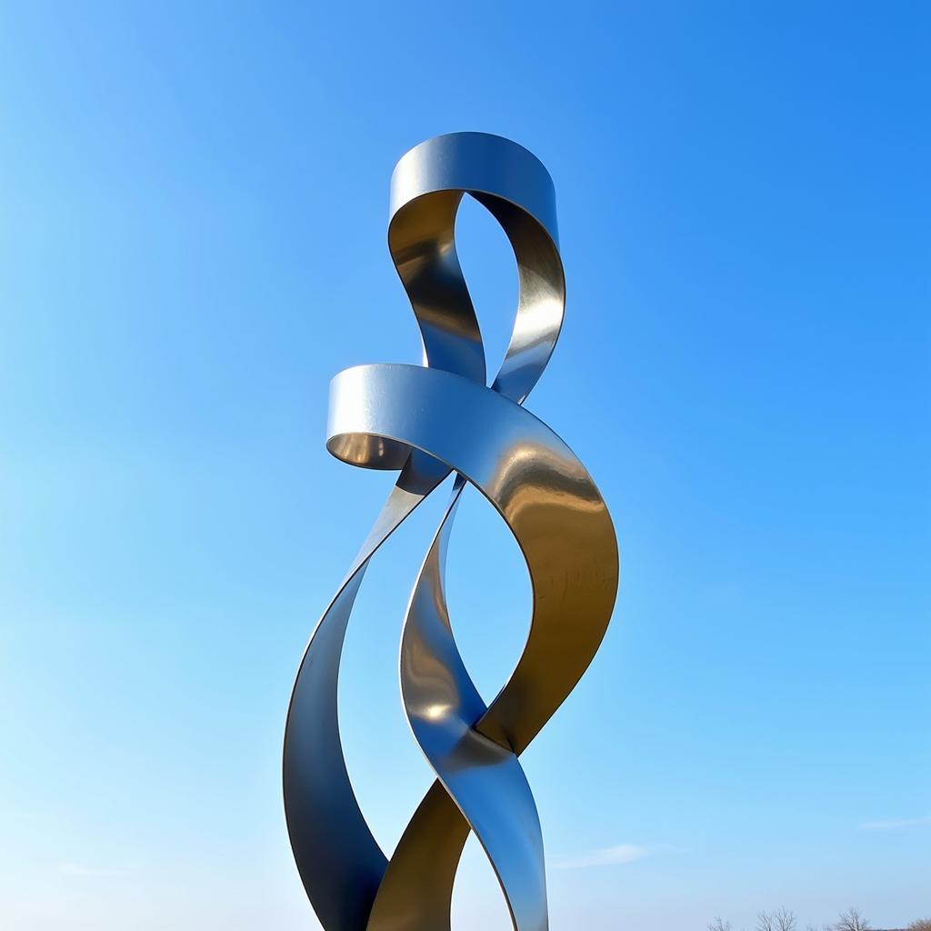 Abstract Metal Sculpture: Dynamic Form and Light Play