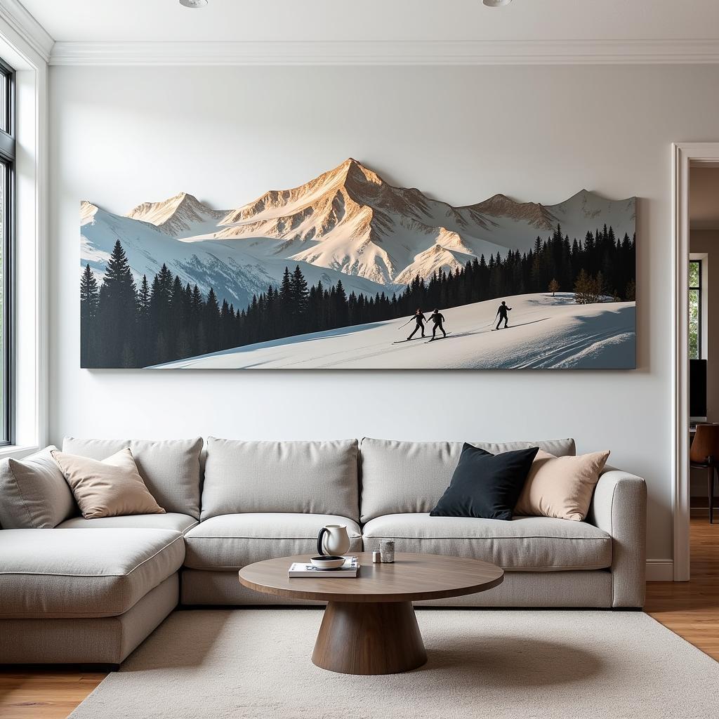 Metal Skier Wall Art Mountain Landscape