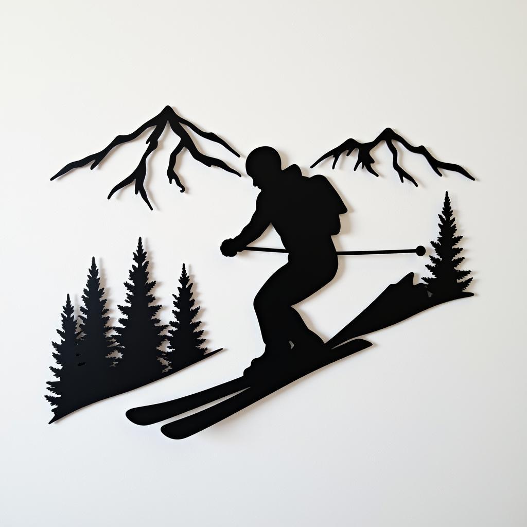 Metal Skier Silhouette Wall Art