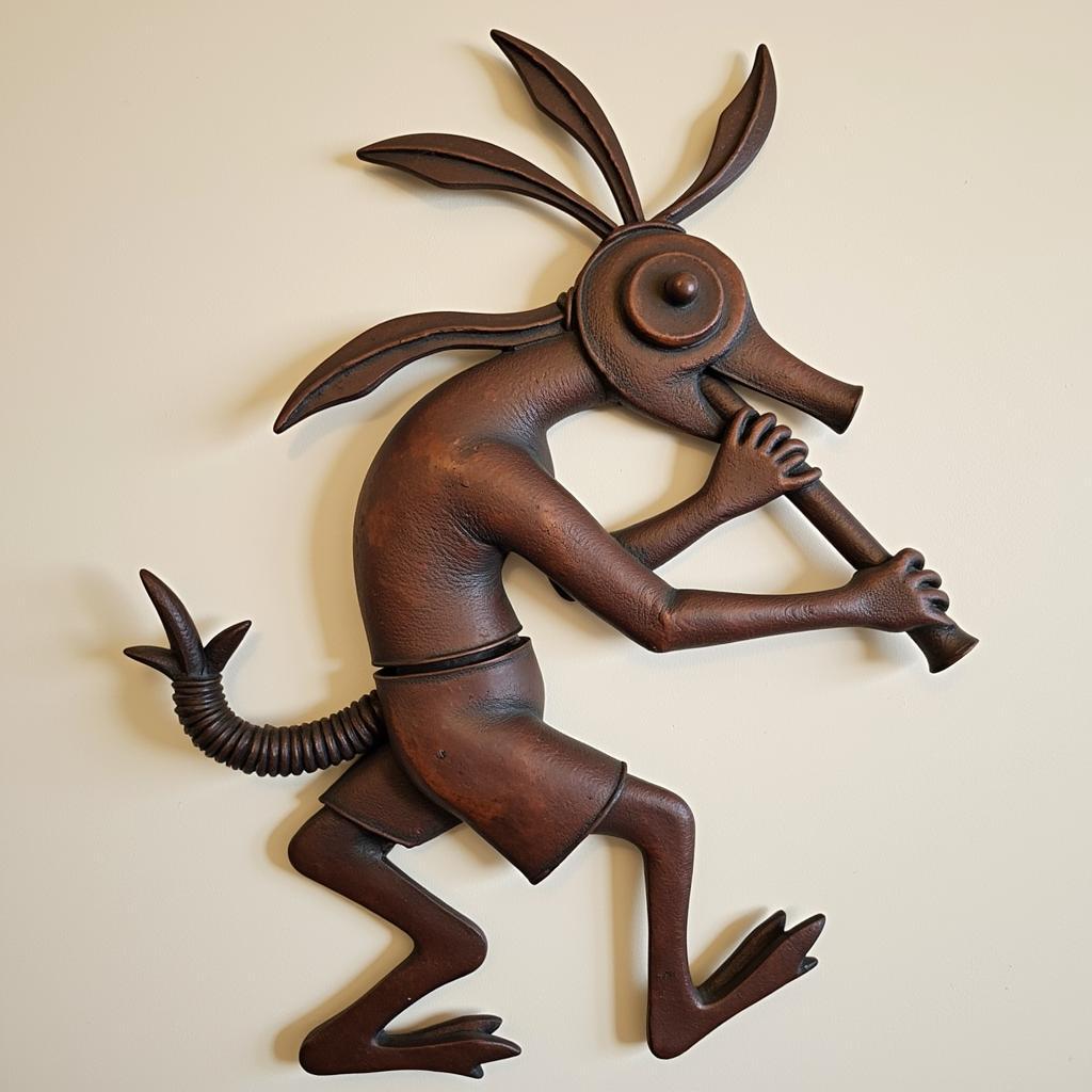 Metal Southwestern Wall Art of Kokopelli Playing a Flute