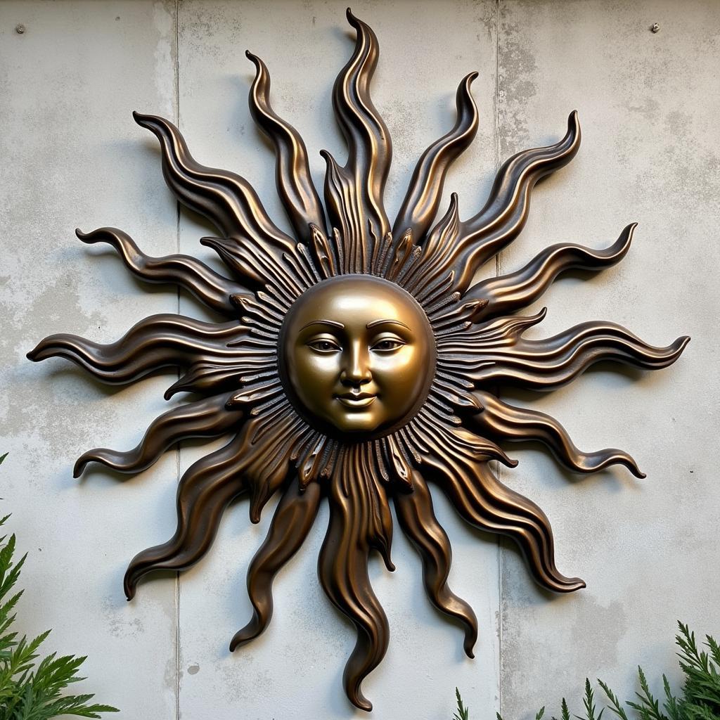 Modern Metal Sun Sculpture Wall Art