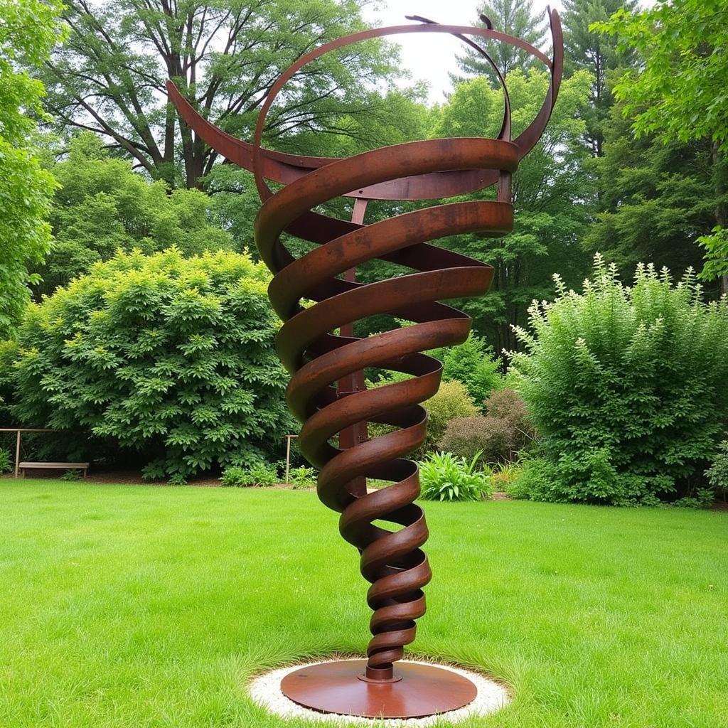 Metal Tornado Sculpture for Outdoor Garden - A Striking Steel Sculpture Depicting a Twisting Tornado