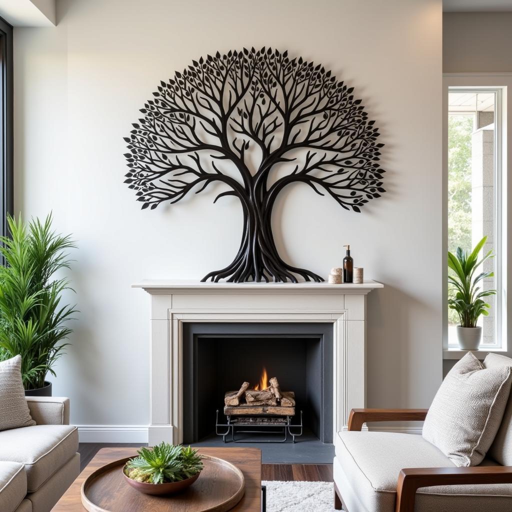 Metal Tree of Life Wall Art in Living Room